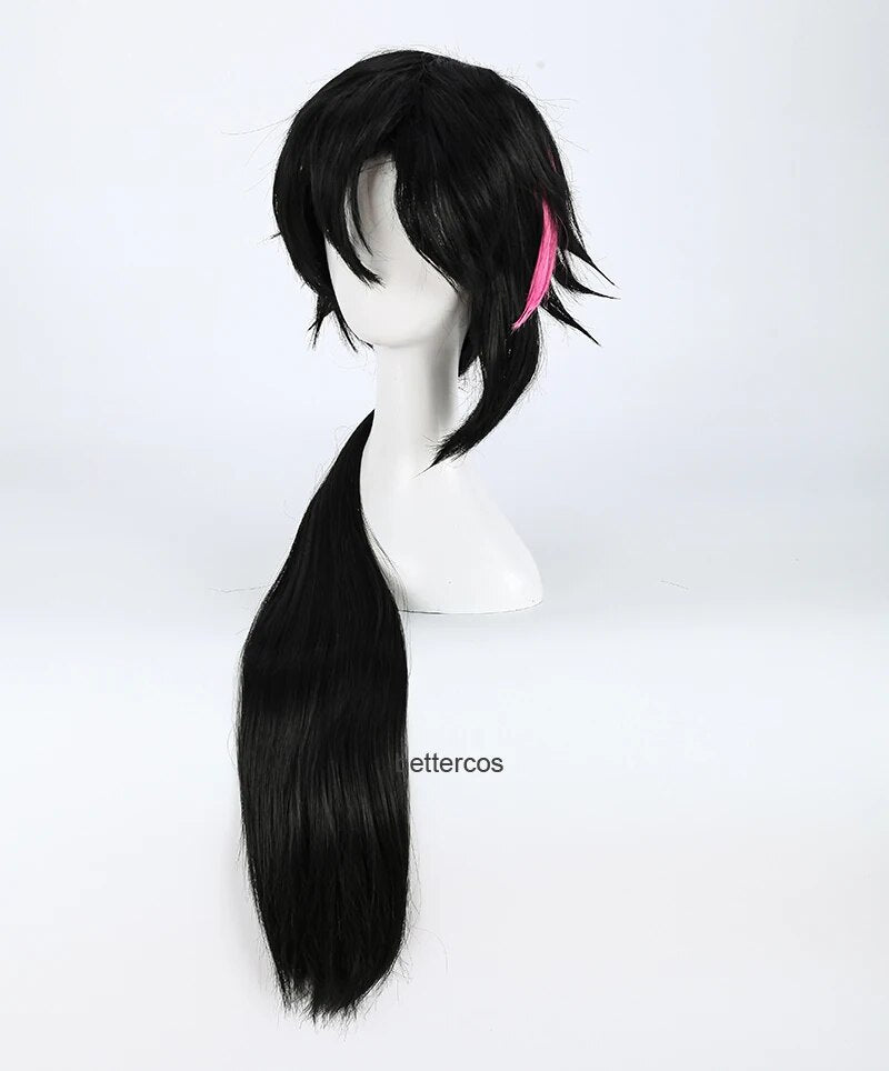 RWBY WIKI Lie Ren Cosplay Wigs Long Black And Red Heat Resistant Synthetic Hair Wig + Wig Cap