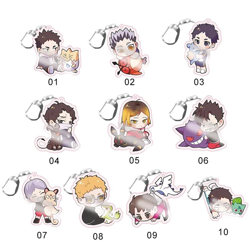 Haikyuu Keychain Man Key Chain Bags Women Acrylic Key Ring Chain For Pants Kids Pendant Fashion Hinata Shoyo Kozume Kenma Brelok