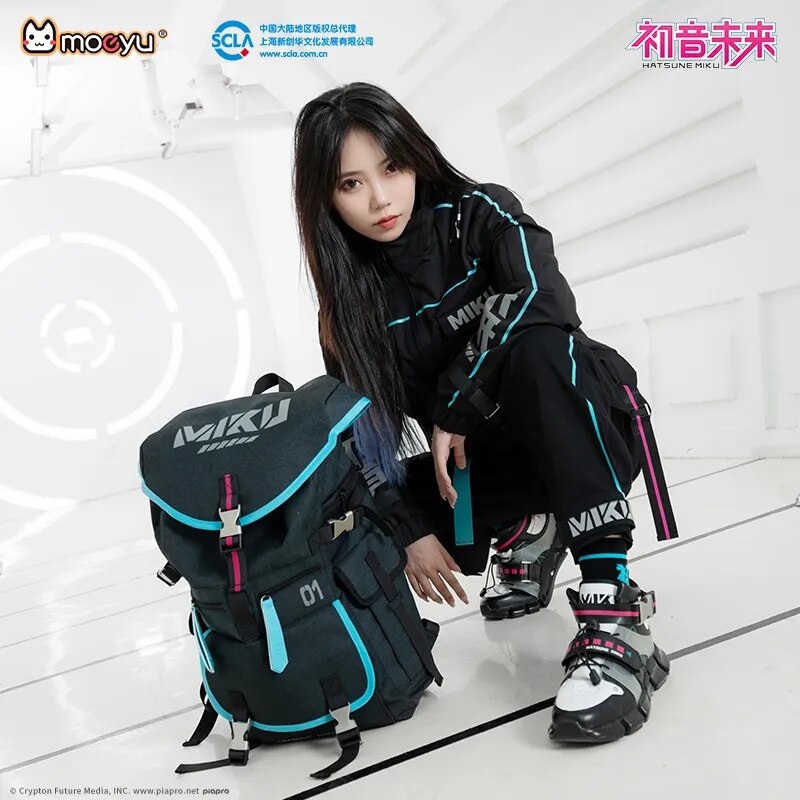 Mochila Moeyu de Anime Vocaloid, bolso de hombro de colegio Miku, Cosplay para hombres, estudiantes, portátil, viaje, senderismo, mochila informal a la moda para mujeres