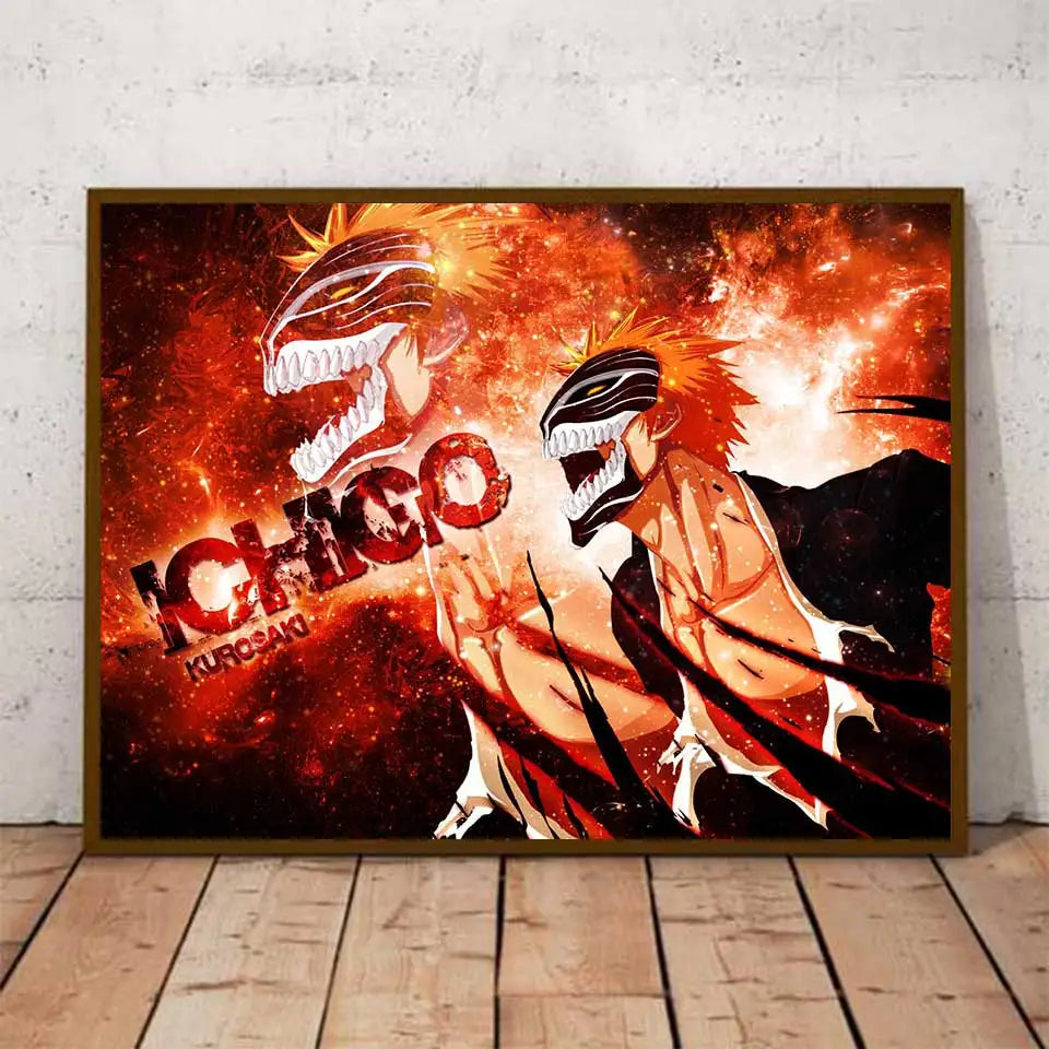 Japan Anime Ho Bleach Kurosaki Ichigo Poster wall art Canvas Art Wall Pictures For Boy Kids Room Living Bedroom Decoration