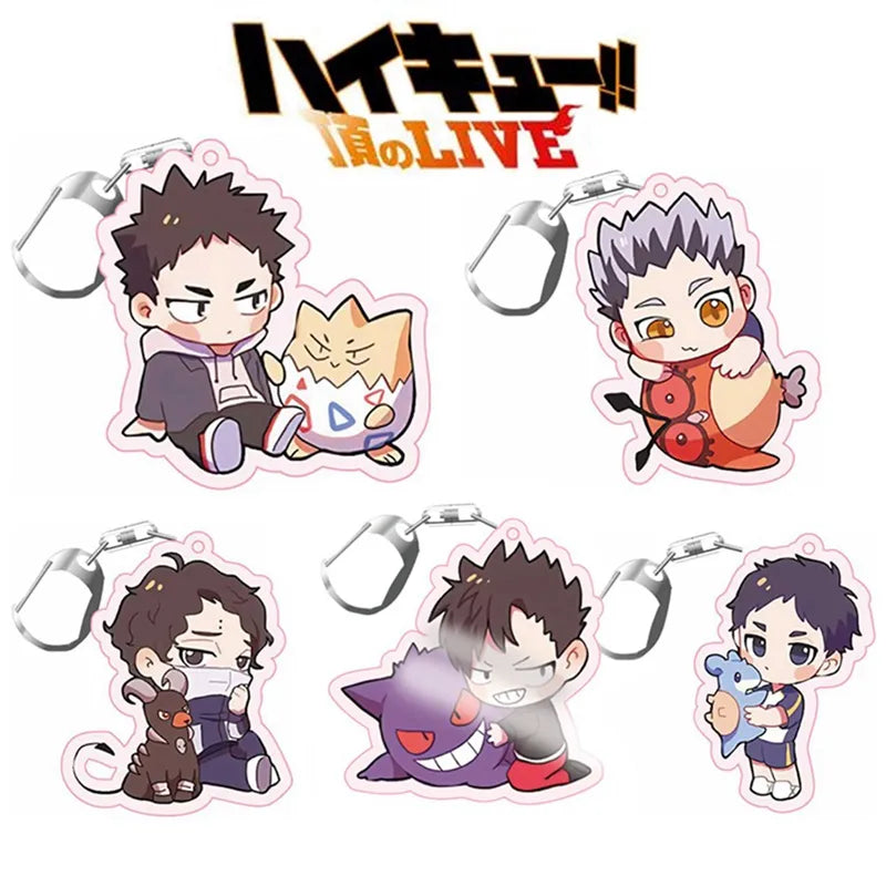 Haikyuu Keychain Man Key Chain Bags Women Acrylic Key Ring Chain For Pants Kids Pendant Fashion Hinata Shoyo Kozume Kenma Brelok