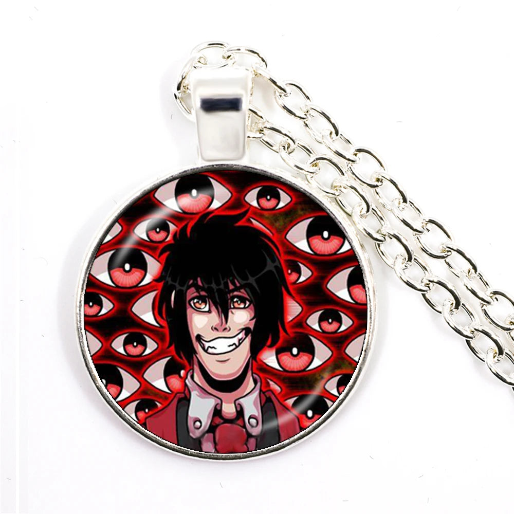 Hellsing Alucard Pentagram Pendant Necklace 25mm Glass Cabochon Pentagram Statement Pendant Jewelry For Women Girls Gift