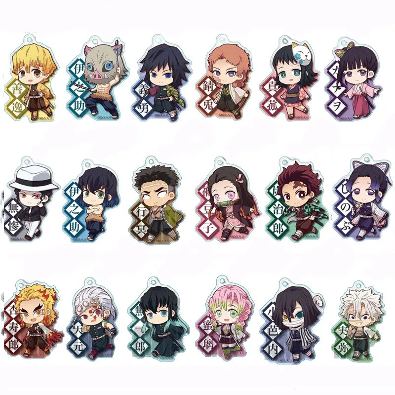 23 Uds Anime Demon Slayer Kimetsu no Yaiba llavero de dos caras lindo acrílico Tanjirou Nezuko llavero joyería