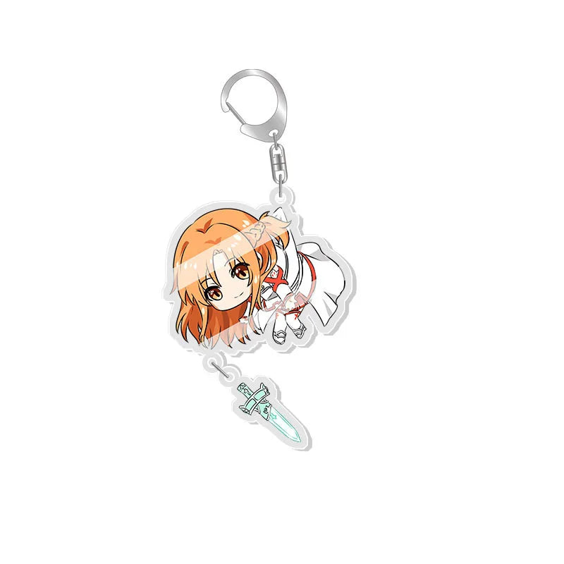 Sword Art Online Keychain Kirito Asuna Yuuki Asuna Asada Shino Q Version Lovely Pendant Key Chain Backpack Bag Charm Toy Keyring