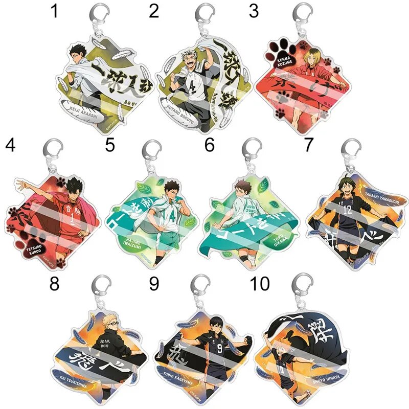 Popular Anime Manga Haikyuu!! Keychain High School Volleyball Boy Hinata Shoyo Kageyama Tobio Figures Acrylic Pendant Key Chain