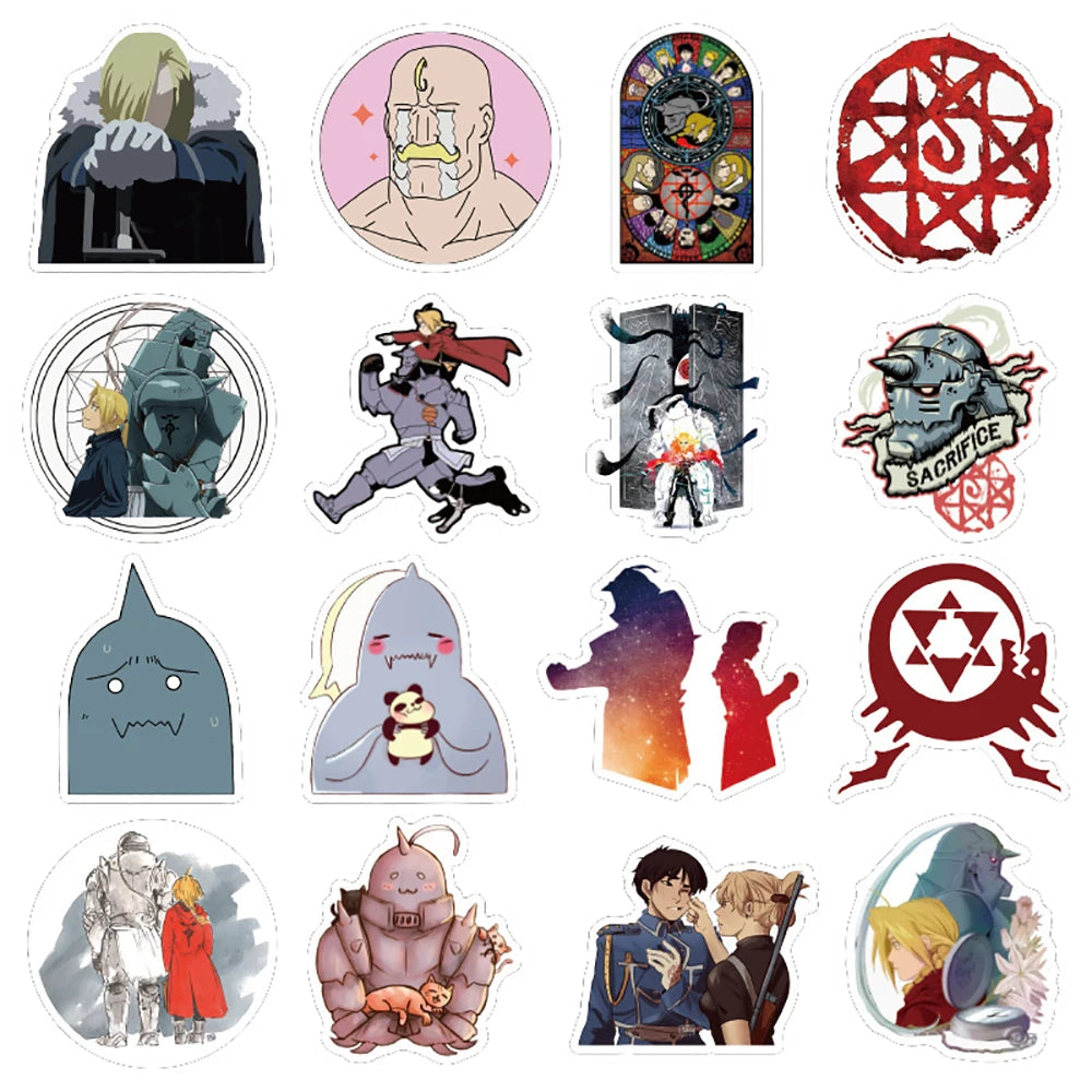 10/30/50PCS Fullmetal Alchemist Anime Graffiti Stickers DIY Motorcycle Travel Luggage Skateboard Classic Kid Toy Sticker Decal