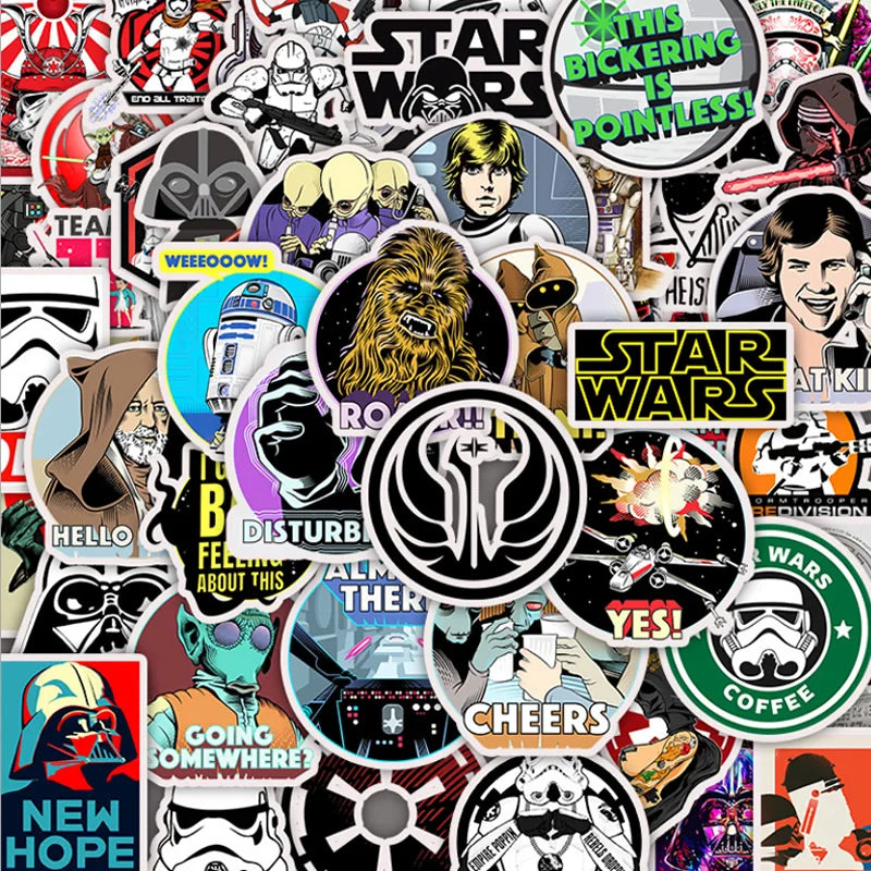 Baby Yoda Stickers Disney 50Pcs Anime Star Wars Waterproof Skateboard Luggage Laptop Marvel Guitar Decals Kids Sticker Toys