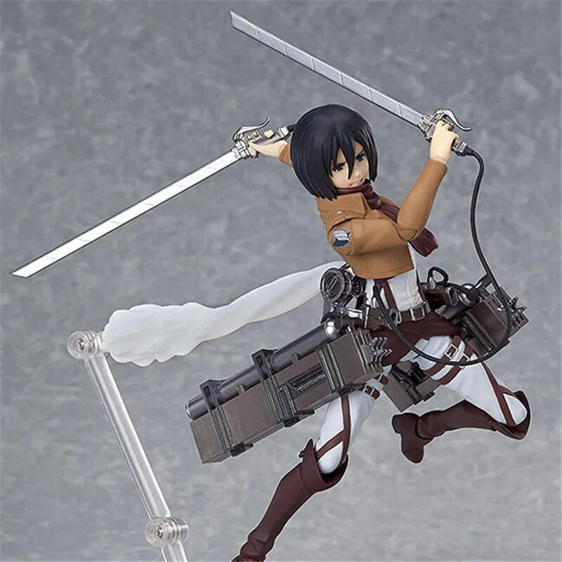 Anime Attack on Titan 203 Mikasa Ackerman Figma acción 15CM figura de PVC en miniatura juguete estatuilla muñeca coleccionable