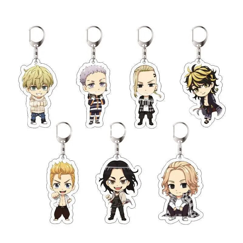 Anime Tokyo Avengers Cosplay Keychain Tokyo Revengers Q Version Manjiro Ken Takemichi Hinata Atsushi Chibi Key Chain Ring Props