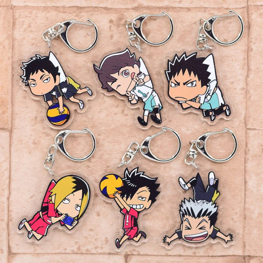 Haikyuu!! Keychain Double Sided Acrylic Cartoon Key Chain Pendant Anime Accessories Keyring