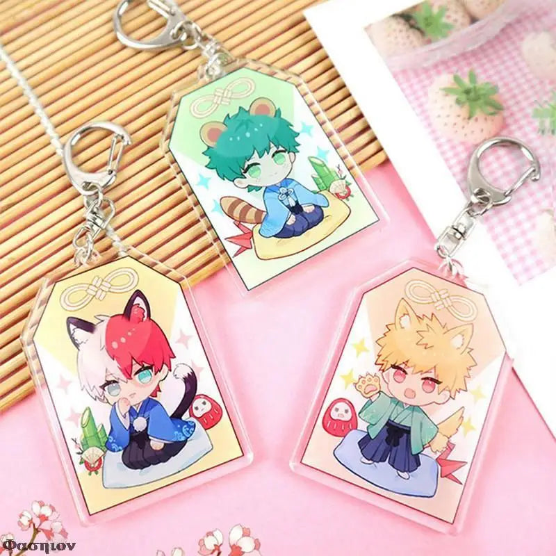 Anime My Hero Academia Keychain Todoroki Shouto Cosplay Double Sided Transparent Acrylic Key Chain Cute Funny Jewelry Fans Gift