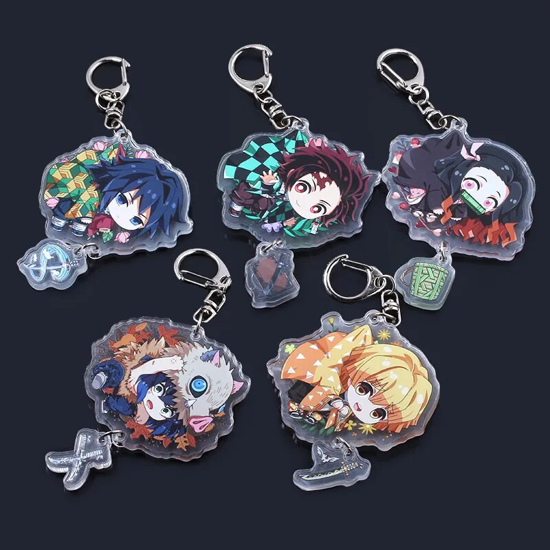 23 Uds Anime Demon Slayer Kimetsu no Yaiba llavero de dos caras lindo acrílico Tanjirou Nezuko llavero joyería