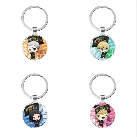 Tokyo Avengers Keychain Man Glass Anime Key Chain Women Key Ring Cute Kids Pendant High Quality Key Holder Brelok