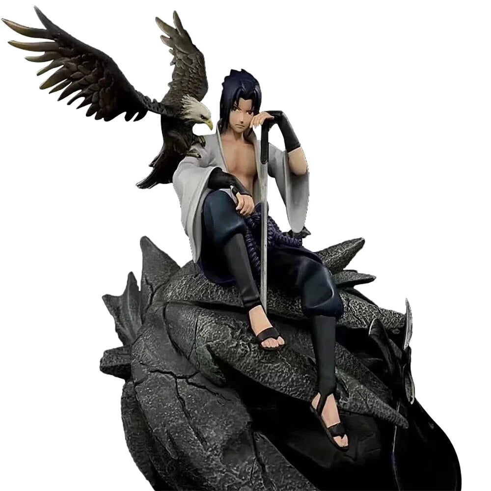 Naruto Shippuden Anime Prototype Model Final Valley Hawk Team Uchiha Sasuke GK Action Figure PVC 35CM Statue Toy