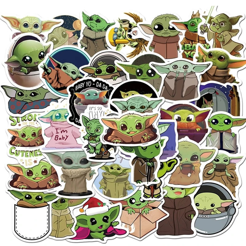 Baby Yoda Stickers Disney 50Pcs Anime Star Wars Waterproof Skateboard Luggage Laptop Marvel Guitar Decals Kids Sticker Toys