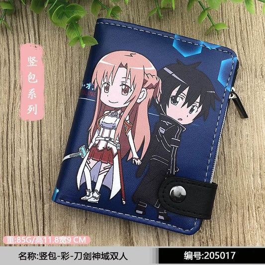 Anime Sword Art Online Short PU Leather Wallet Kirito and Asuna Multi-layer Card Holder Purse