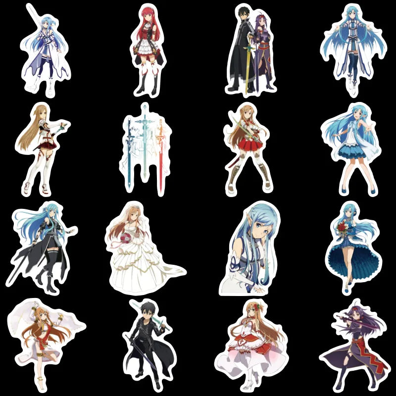 10/30/50PCS Cartoon Sword Art Online Anime Stickers Adhesive Asna Kirito Sticker DIY Toy Phone Diary Laptop Graffiti Stickers F5