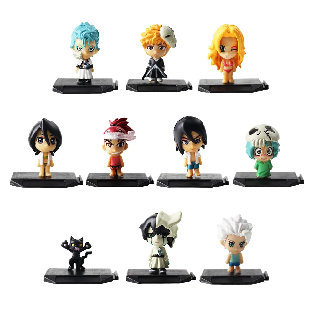 3cm 10pcs/lot Anime Bleach Ichigo Kurosaki Orihime Inoue Statue PVC Action Figure Model Collection Doll Toys