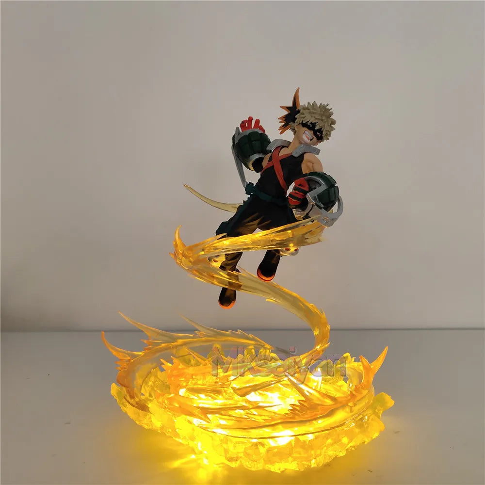 Figura de My Hero Academia Bakugou Katsuki VS Midoriya Izuku, modelo DIY, figuras de acción con luz LED, juguetes de Anime Boku no Hero Academia