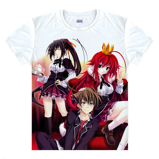 New High School DxD Cosplay Jenova Print Short Sleeve T-shirts Rias Gremory Tops Casual Tsto Issei Tees