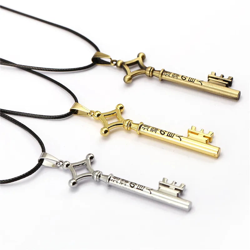 J Store Attack On Titan Eren Key Alloy Necklaces Eren Cosplay Jewelry Leather Chain Shingeki No Kyojin Gift Wholesales/Retail