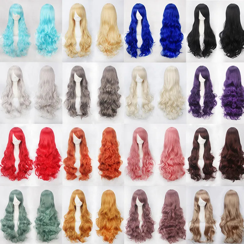 ccutoo 80cm/32inch Wavy Long Full Bangs Synthetic Wig Heat Resistance Fiber More Colors Available Daily Party Cosplay Wigs