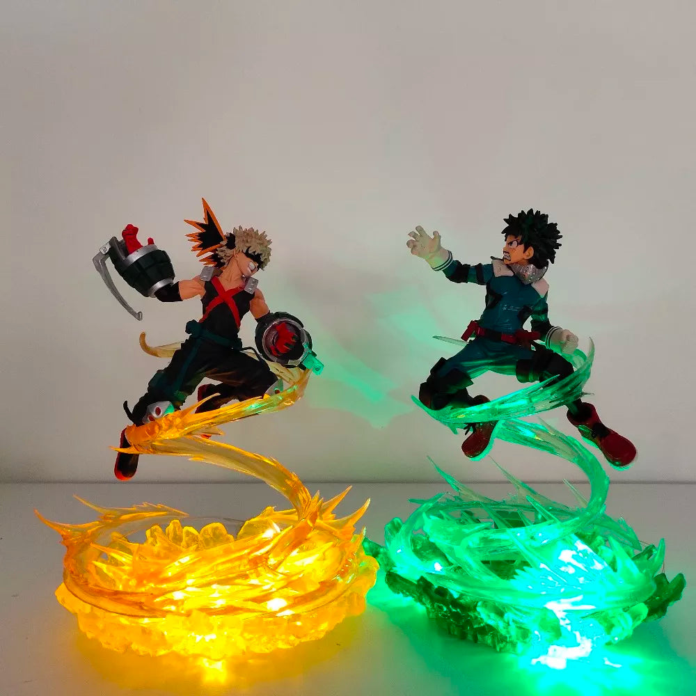 My Hero Academia Figure Bakugou Katsuki VS Midoriya Izuku DIY Model LED Light Action Figures Anime Boku no Hero Academia Toys