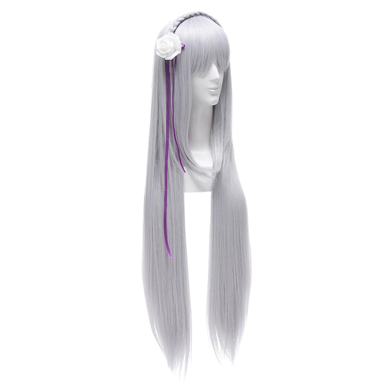 L-email wig Synthetic Hair Re: Life in a Different World from Zero Emilia Cosplay Wigs Long Sliver Straight Women Cosplay Wigs