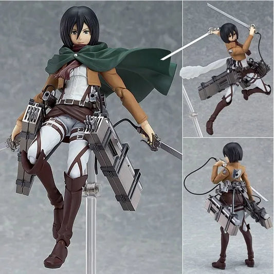 Anime Attack on Titan Mikasa Ackerman figura estatuas Figma 203 PVC figura de acción juguetes de modelos coleccionables muñeca