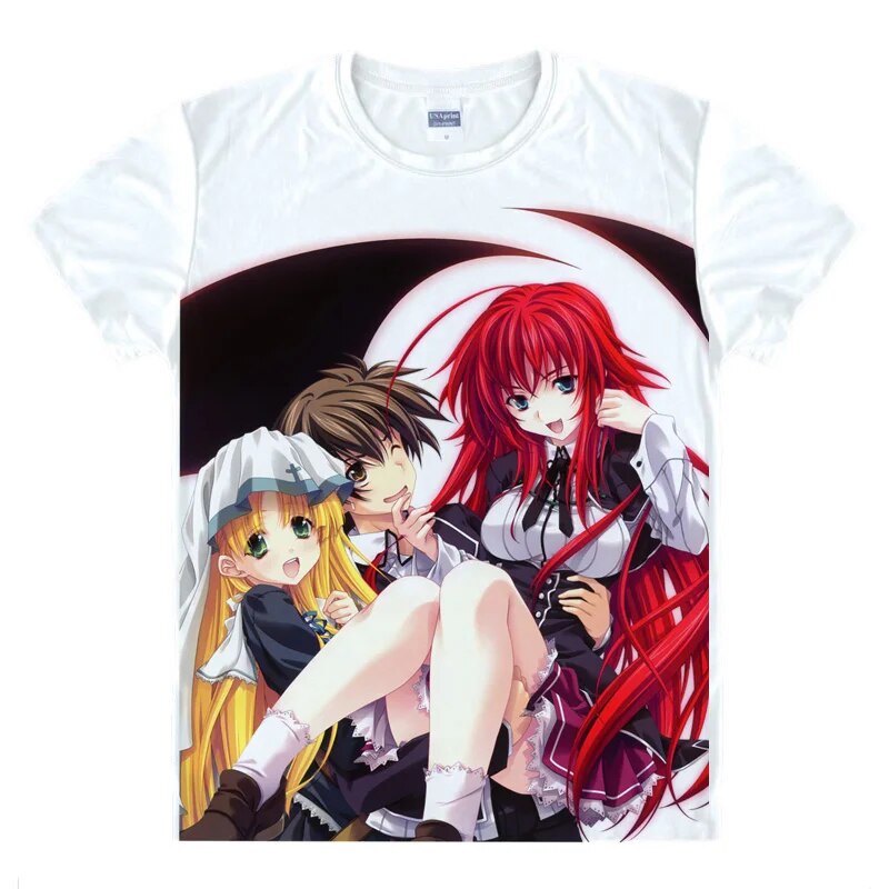 New High School DxD Cosplay Jenova Print Short Sleeve T-shirts Rias Gremory Tops Casual Tsto Issei Tees