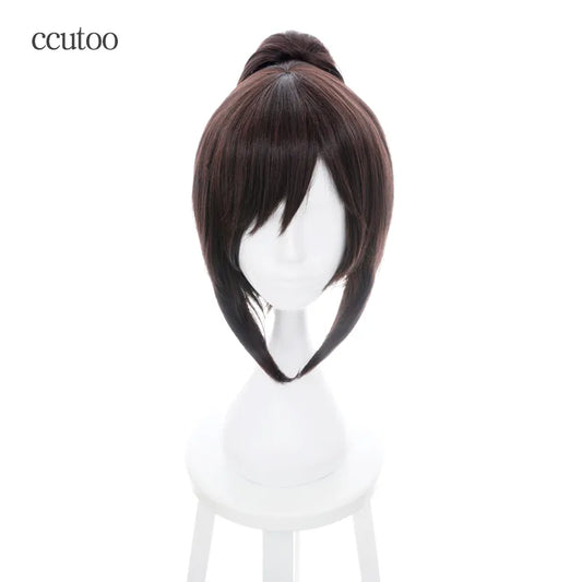 ccutoo 35cm Brown Attack on Titan Hans Hanji Zoe Synthetic Hair Cosplay Costume Wig Perucas Heat Resistance Fiber