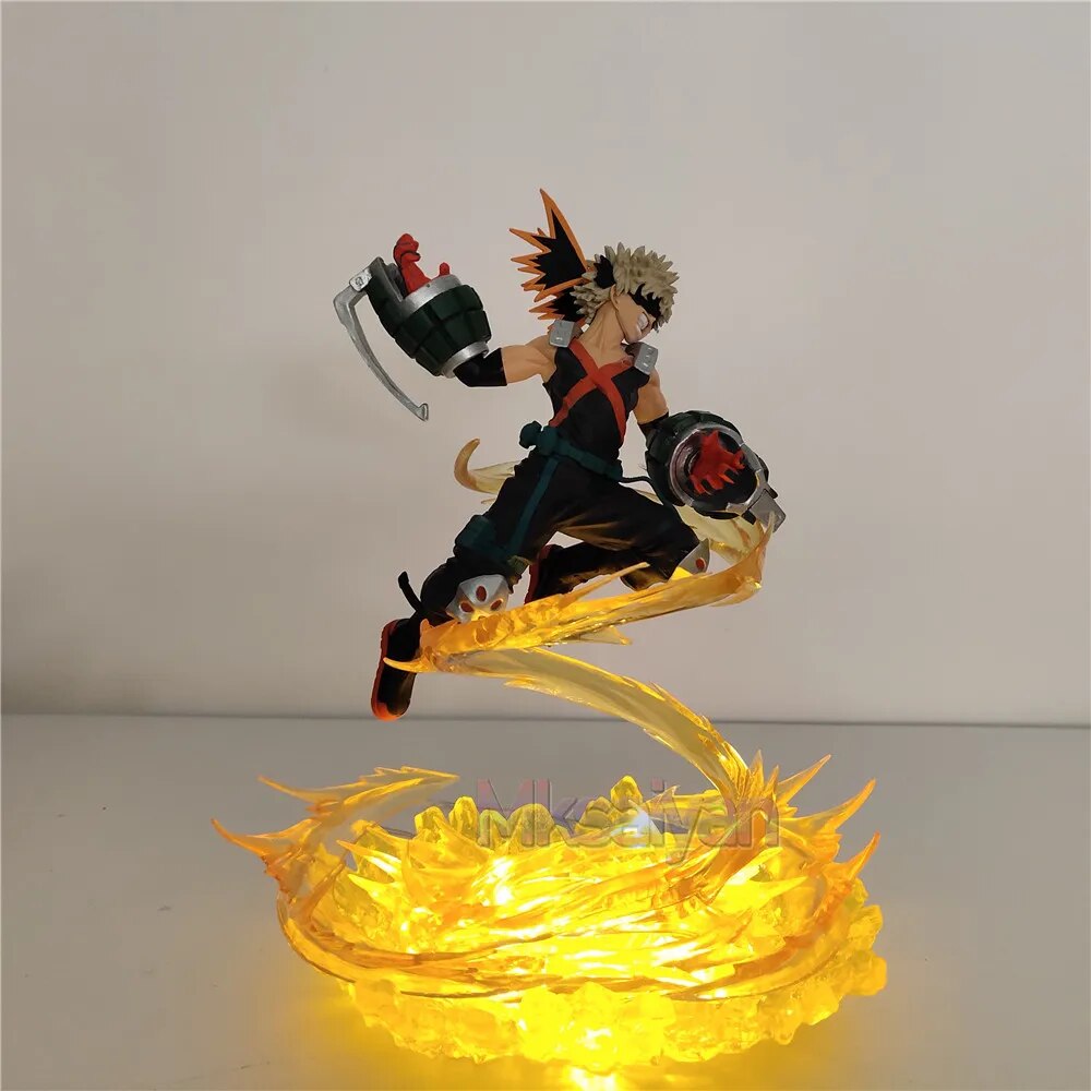 Figura de My Hero Academia Bakugou Katsuki VS Midoriya Izuku, modelo DIY, figuras de acción con luz LED, juguetes de Anime Boku no Hero Academia