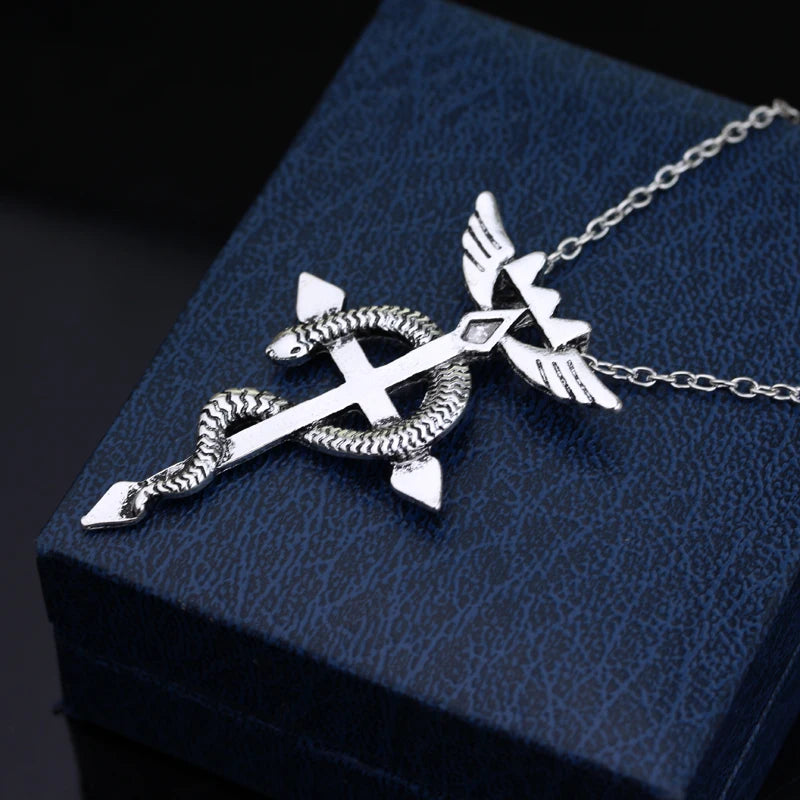 Fullmetal Alchemist Edward Elric Chain Pendant Fashion Dragon Wing With Cross Necklace Punk Style Cross Necklace Accessories