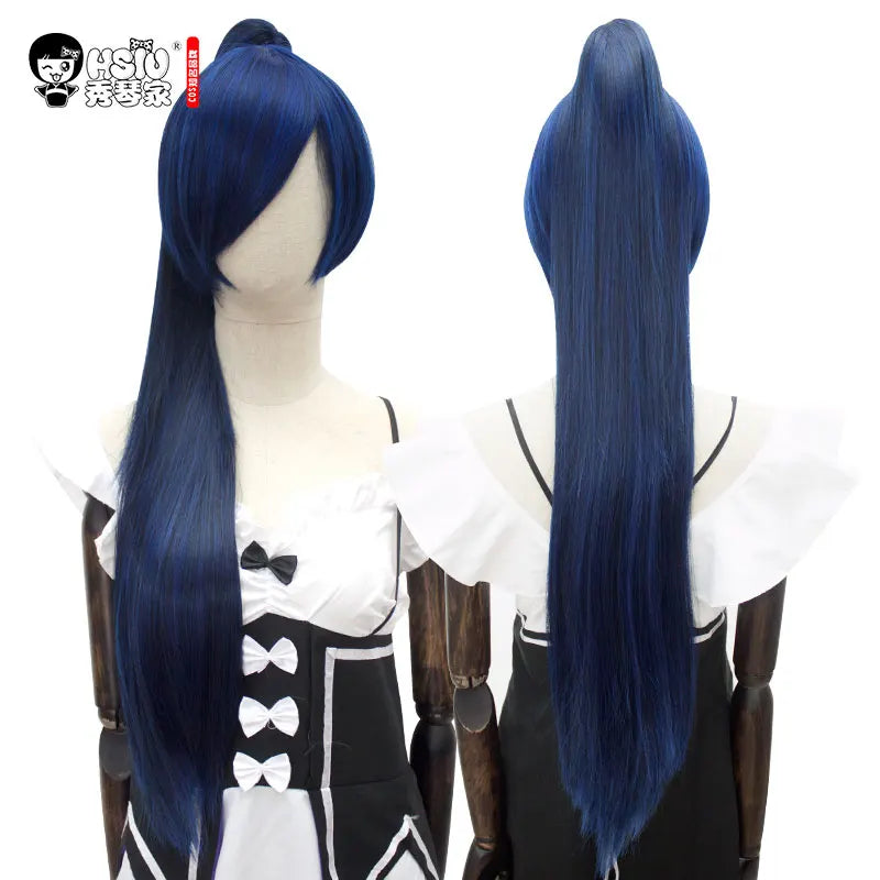 HSIU 80Cm Long Staight Ponytail Clip Cosplay Wig high temperature fiber Synthetic Wigs Anime Party Ponytail Party wigs 14 color