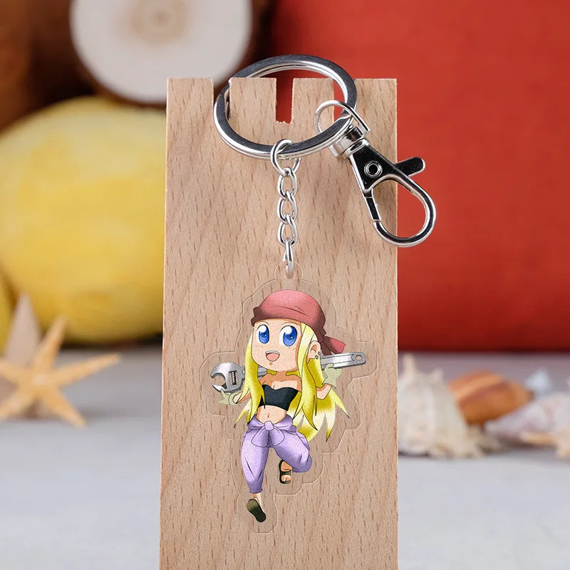 10 pcs/lot Anime Fullmetal Alchemist Acrylic Keychain Toy Figure Edward Elric Bag Pendant Double sided Key Ring Gifts