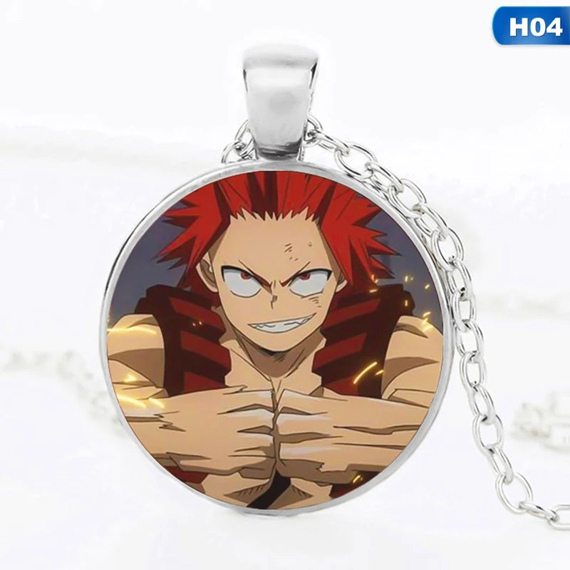 Anime My Hero Academia Necklace Boku No Todoroki Cartoon Figure Print Glass Cabochon Pendant Chain Necklace Cosplay Jewelry Gift