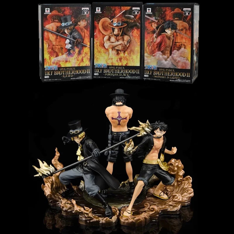 3PCS/set One Piece Figure Anime Monkey D Luffy Ace Sabo Three Brothers PVC Action Figurine Collection Model Toys doll 14-17CM