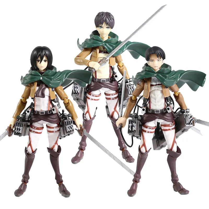 Figura de acción de Attack on Titan Figma Eren Jaeger 207 Mikasa Ackerman 203 Levi Ackerman 213 en PVC, juguete de modelos coleccionables