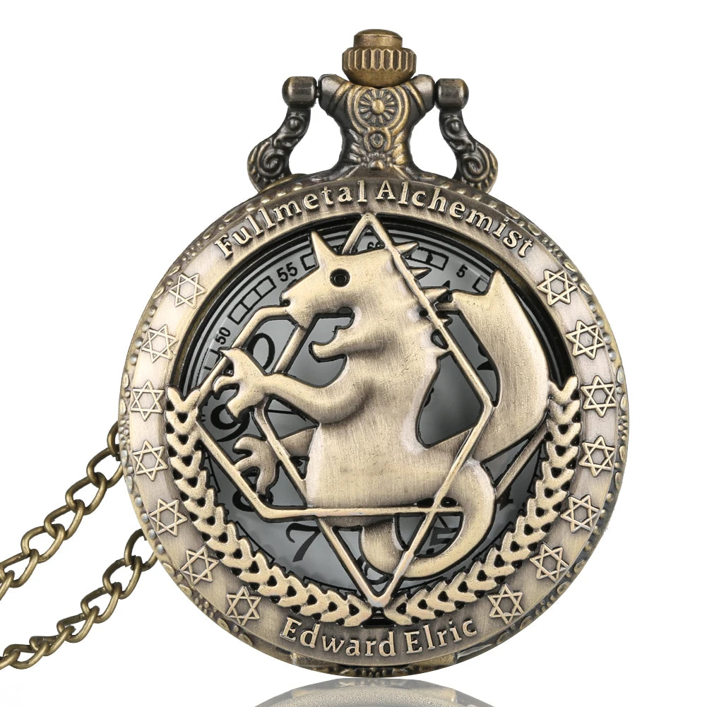 Retro Tone Fullmetal Alchemist High Grade Gifts Sets Pocket Watch Cosplay Edward Elric Anime Design Japan Anime Necklace Clock