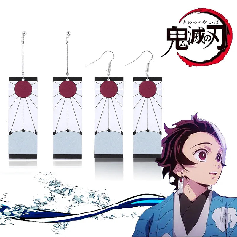 2022 Hot Earrings Demon Slayer Kimetsu no Yaiba Earrings Kamado Tanjirou Japanese Cosplay Props Ear Stud Eardrops