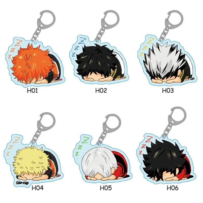 Haikyuu Keychain Man Key Chain Bags Women Acrylic Key Ring Chain For Pants Kids Pendant Fashion Hinata Shoyo Kozume Kenma Brelok