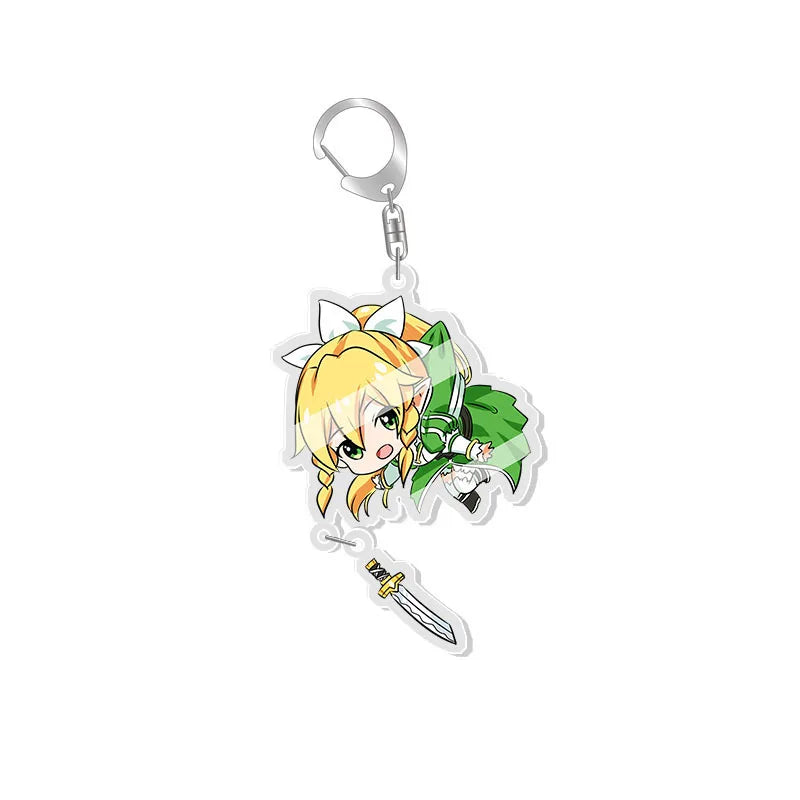 Sword Art Online Keychain Kirito Asuna Yuuki Asuna Asada Shino Q Version Lovely Pendant Key Chain Backpack Bag Charm Toy Keyring