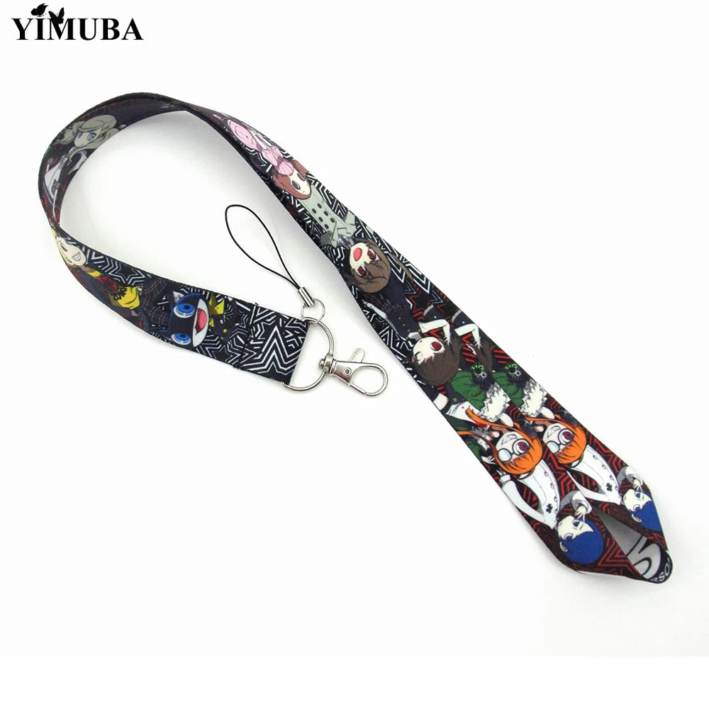 YIMUBA Persona 5 Lanyards Anime Keychain Anti-lost Mobile Phone Neck Strap ID Card Badge Holder Webbing Ribbon Keyring Hang Rope