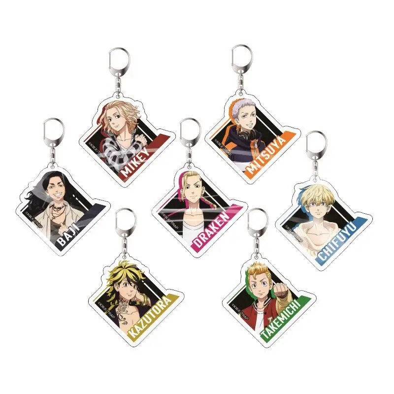 Anime Tokyo Avengers Cosplay Keychain Tokyo Revengers Q Version Manjiro Ken Takemichi Hinata Atsushi Chibi Key Chain Ring Props