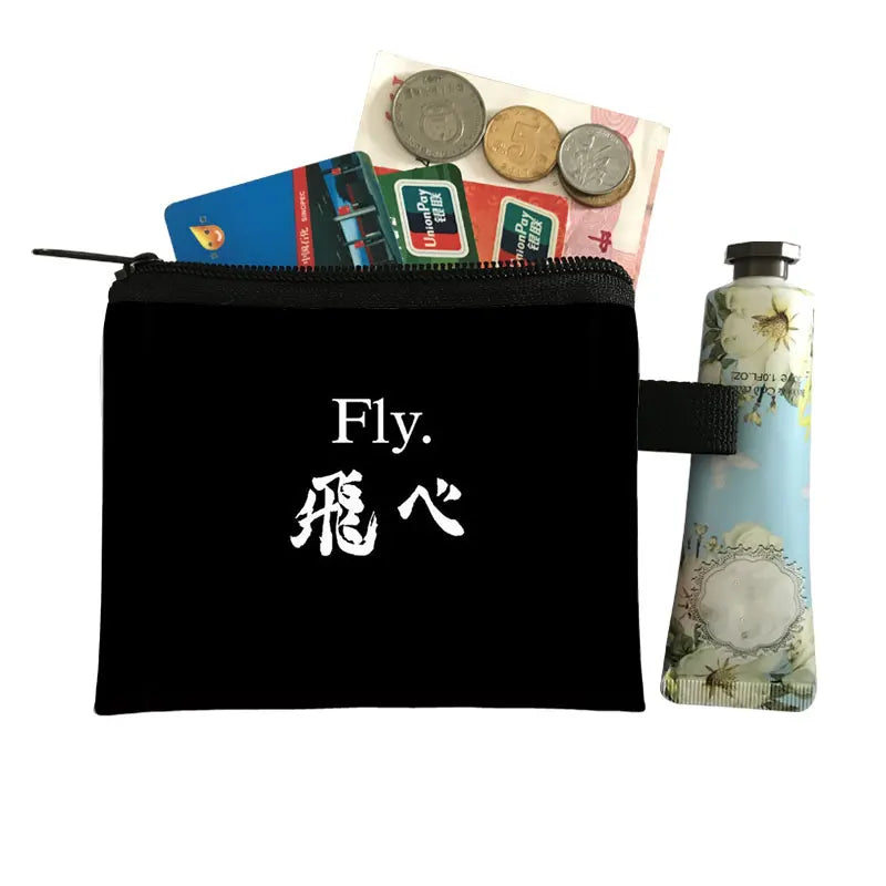 Anime Haikyuu! Coin Purse Oya Oya Oya Haikyuu Wallet Hinata Shoyo Hinata Fly High Money Bag Purse Women Card Holder Coin Bag