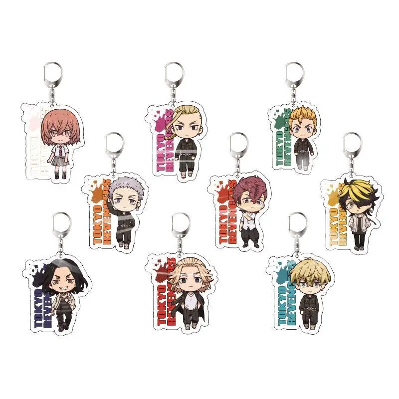 Anime Tokyo Avengers Cosplay Keychain Tokyo Revengers Q Version Manjiro Ken Takemichi Hinata Atsushi Chibi Key Chain Ring Props