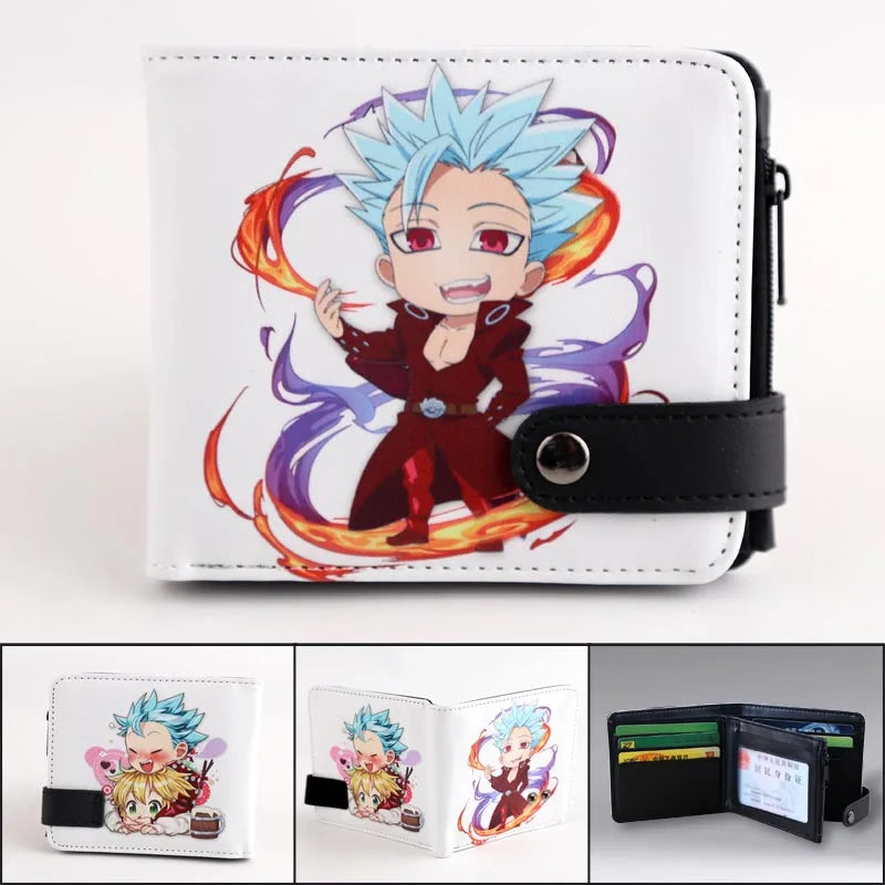 The Seven Deadly Sins Purse Cute Cartoon Short Button Wallet Fox's Sin of Greed Ban Coin Pocket