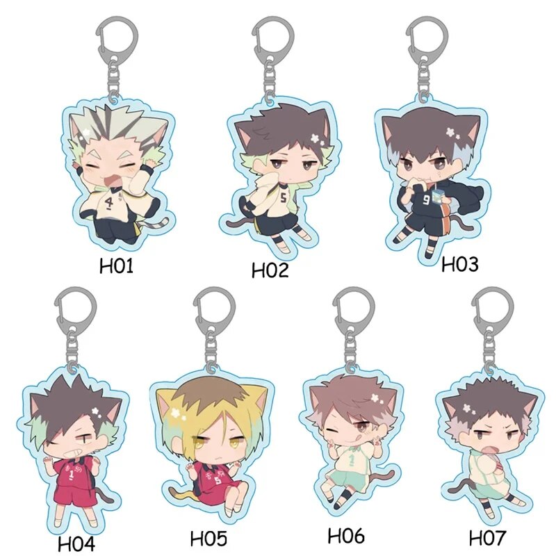 Haikyuu Keychain Man Key Chain Bags Women Acrylic Key Ring Chain For Pants Kids Pendant Fashion Hinata Shoyo Kozume Kenma Brelok