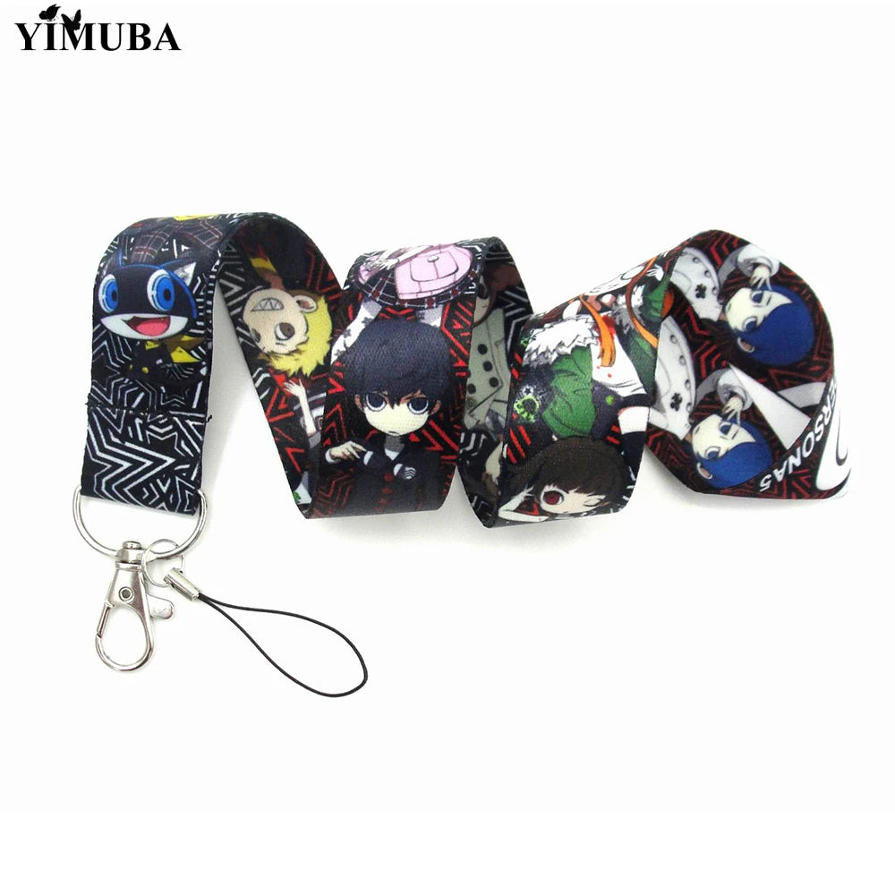 YIMUBA Persona 5 Lanyards Anime Keychain Anti-lost Mobile Phone Neck Strap ID Card Badge Holder Webbing Ribbon Keyring Hang Rope