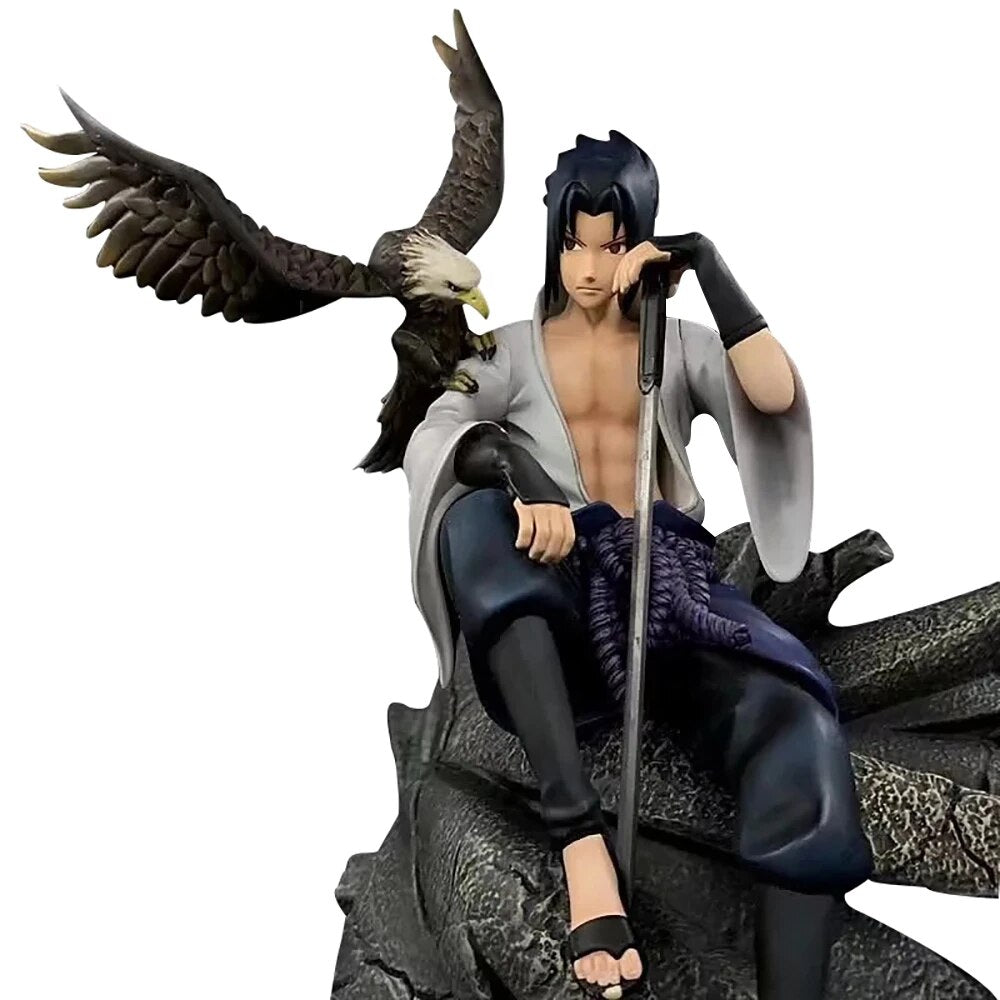 Naruto Shippuden Anime Prototype Model Final Valley Hawk Team Uchiha Sasuke GK Action Figure PVC 35CM Statue Toy